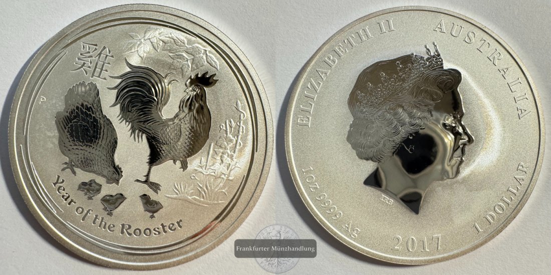  Australien 1 Dollar 2017 Year of the Rooster FM-Frankfurt KM#3397 Feinsilber: 31,1g   