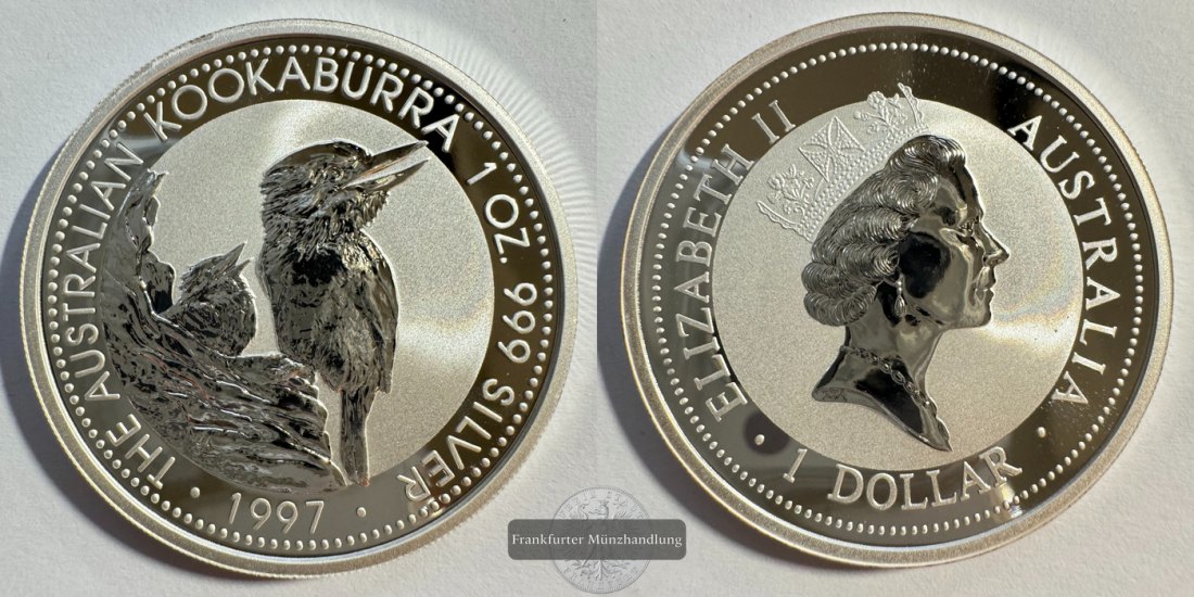  Australien 1 Dollar 1997 Kookaburra  FM-Frankfurt KM#318 Feinsilber: 31,1g   