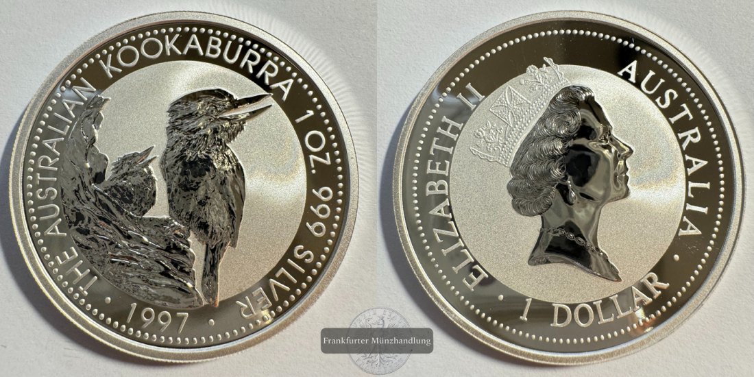  Australien 1 Dollar 1997 Kookaburra  FM-Frankfurt KM#318 Feinsilber: 31,1g   