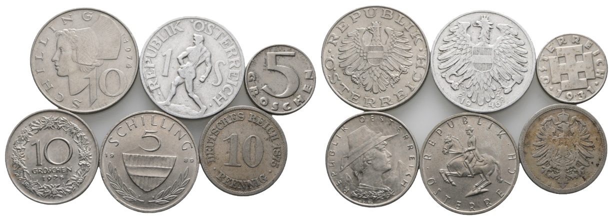  Ausland; Österreich; Deutsches Reich; Lot Kleinmünzen (6 Stück)   