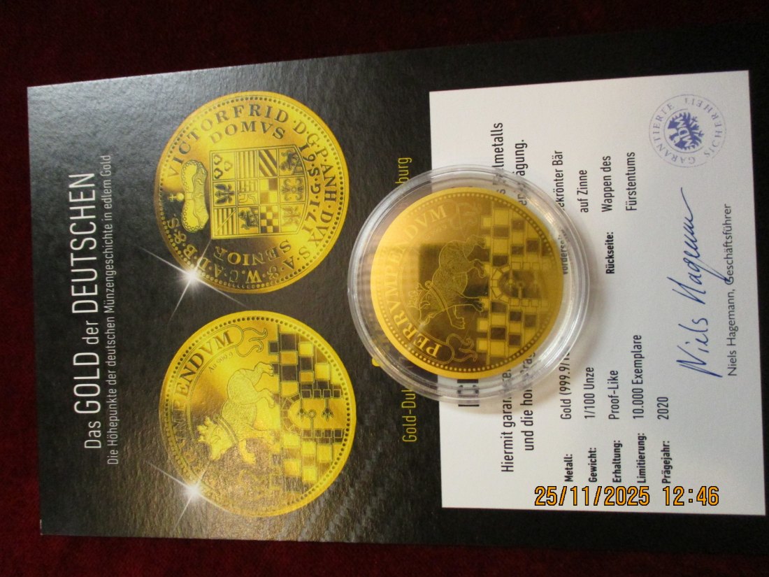  Anlagegold 999,9er Gold Gewicht: 1/100 oz in Gramm: 0,311g /1   