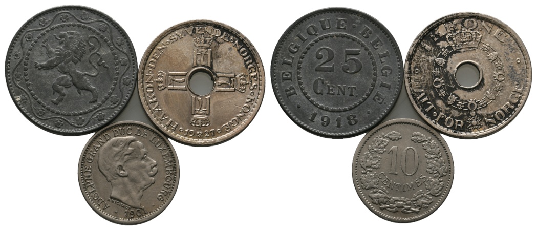  Ausland; Belgien/ Norwegen/ Luxemburg; Lot Kleinmünzen (3 Stück)   