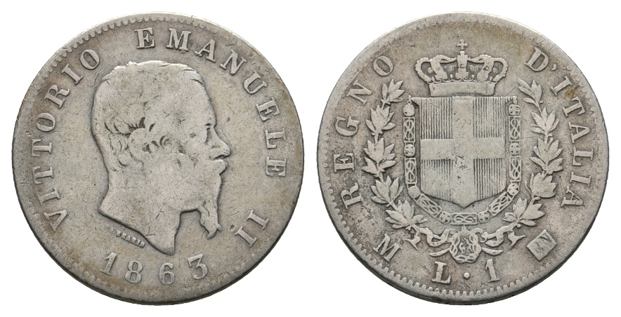  Ausland; Italien; 1 Lira 1863   