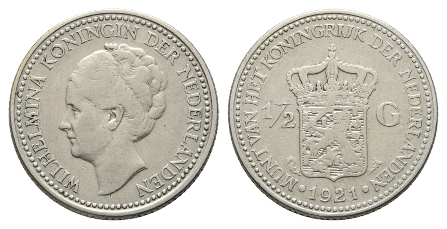  Ausland; Niederlande; 1/2 Gulden 1921   