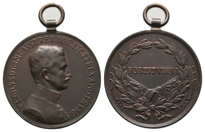  Medaille; Österreich; Tapferkeitsmedaille; Bronze; gehenkelt; 15,48 g; Ø 31,4 mm   