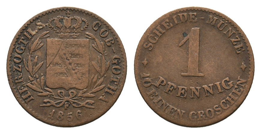  Altdeutschland; Coburg- Gotha; Kleinmünzen 1856   