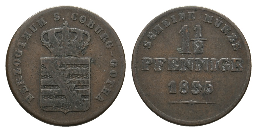  Altdeutschland; Sachsen- Coburg- Gotha; Kleinmünzen 1835   