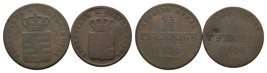  Altdeutschland; Sachsen- Coburg- Gotha; 2 Kleinmünzen 1835   