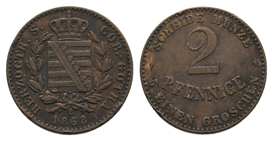  Altdeutschland; Sachsen- Coburg- Gotha; Kleinmünze 1868   