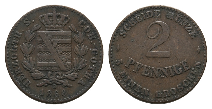  Altdeutschland; Sachsen- Coburg- Gotha; Kleinmünze 1868   
