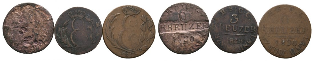  Altdeutschland; 3 Kleinmünzen 1830 / 1828; zeitgenössische Fälschungen   