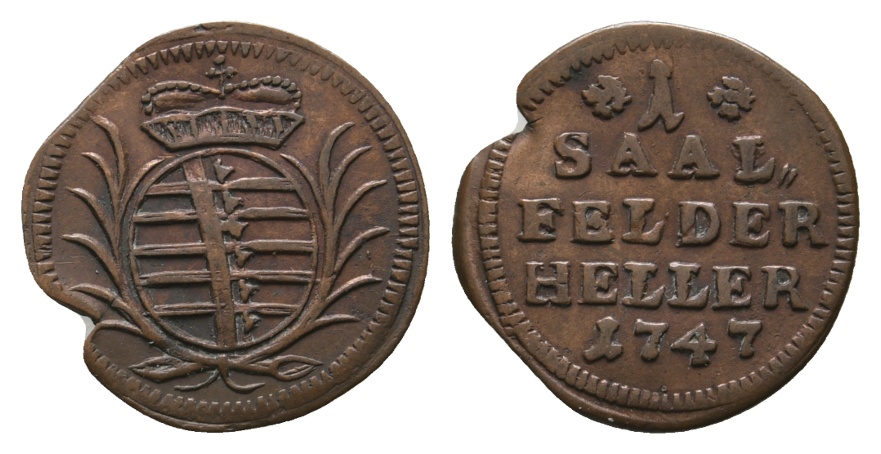  Altdeutschland; Sachsen- Coburg- Saalfeld; Kleinmünze 1747   