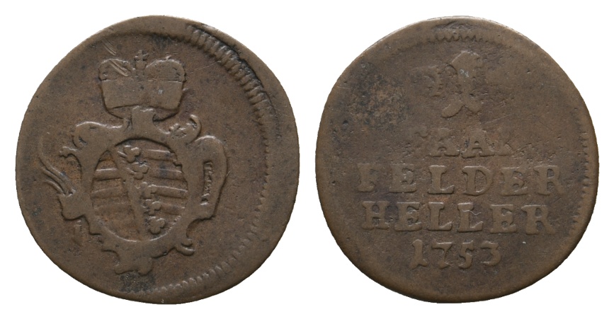  Altdeutschland; Sachsen- Coburg- Saalfeld; Kleinmünze 1753   