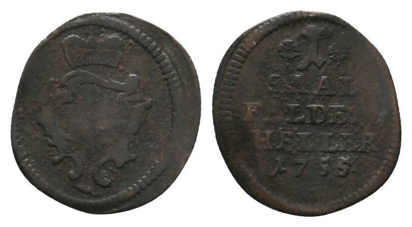  Altdeutschland; Sachsen- Coburg- Saalfeld; Kleinmünze 1755   