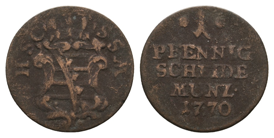  Altdeutschland; Sachsen- Coburg- Saalfeld; Kleinmünze 1770   