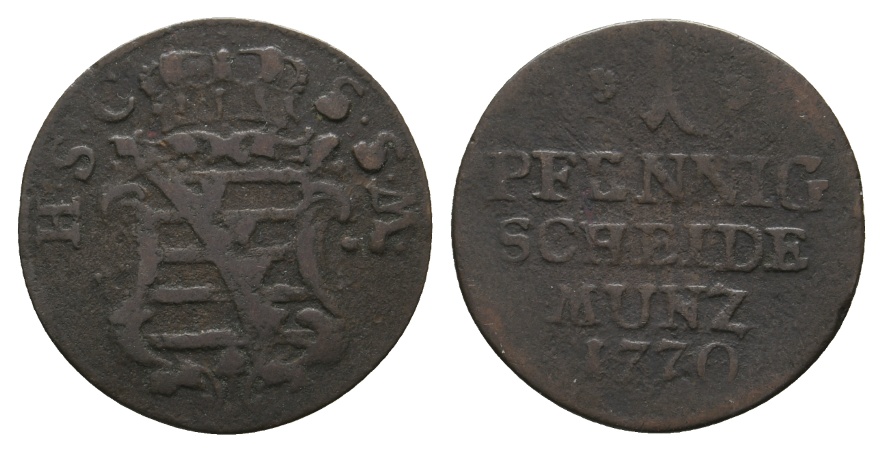  Altdeutschland; Sachsen- Coburg- Saalfeld; Kleinmünze 1770   