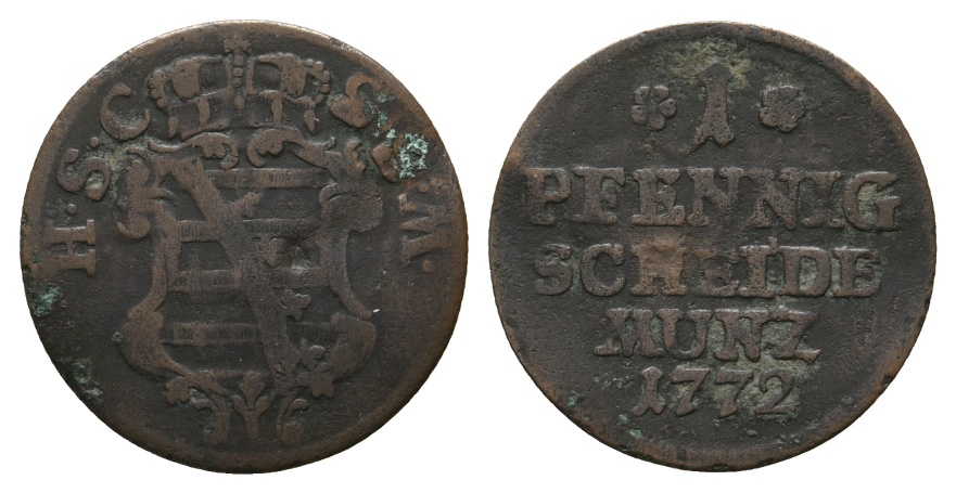  Altdeutschland; Sachsen- Coburg- Saalfeld; Kleinmünze 1772   