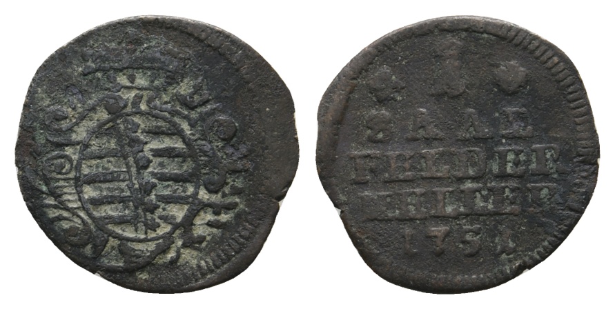  Altdeutschland; Sachsen- Coburg- Saalfeld; Kleinmünze 1751   