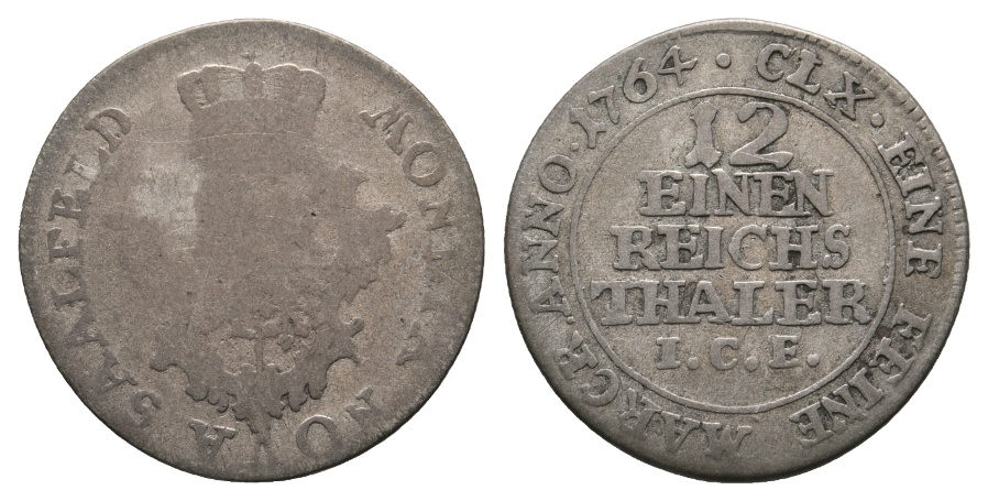  Altdeutschland; Sachsen- Coburg- Saalfeld; Kleinmünze 1764   