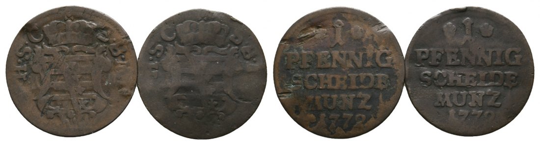  Altdeutschland; Sachsen- Coburg- Saalfeld; 2 Kleinmünzen 1772   