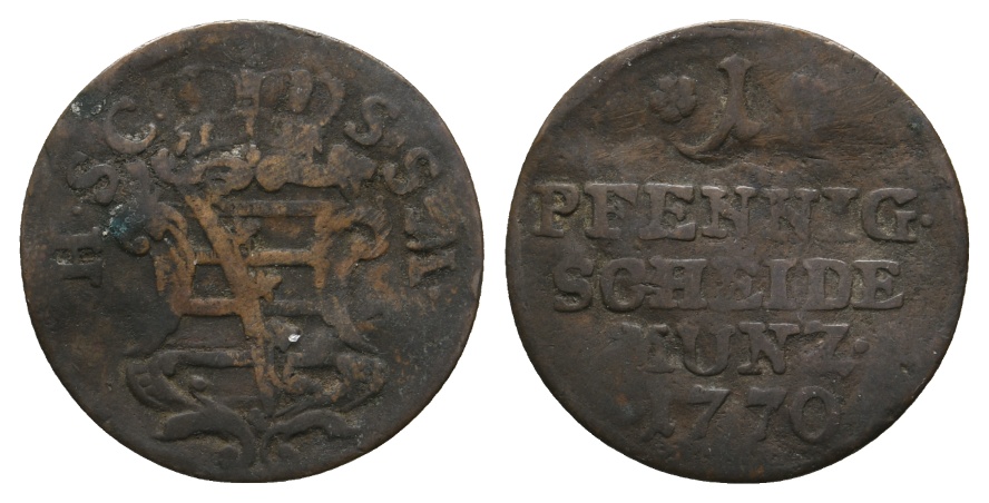  Altdeutschland; Sachsen- Coburg- Saalfeld; Kleinmünze 1770   