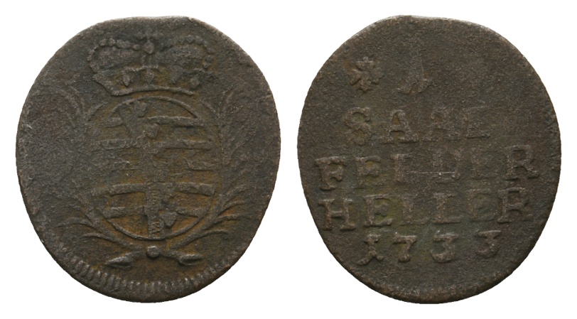  Altdeutschland; Sachsen- Coburg- Saalfeld; Kleinmünze 1733   
