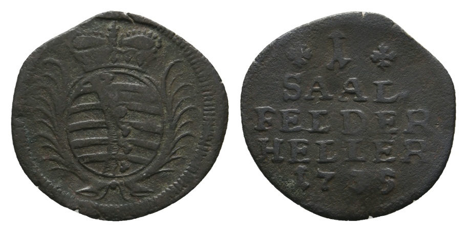  Altdeutschland; Sachsen- Coburg- Saalfeld; Kleinmünze 1735   