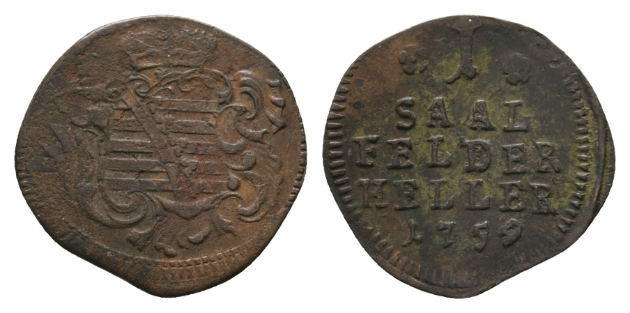  Altdeutschland; Sachsen- Coburg- Saalfeld; Kleinmünze 1759   