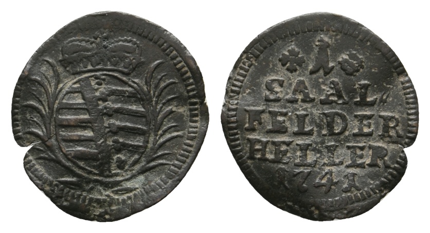  Altdeutschland; Sachsen- Coburg- Saalfeld; Kleinmünze 1741   