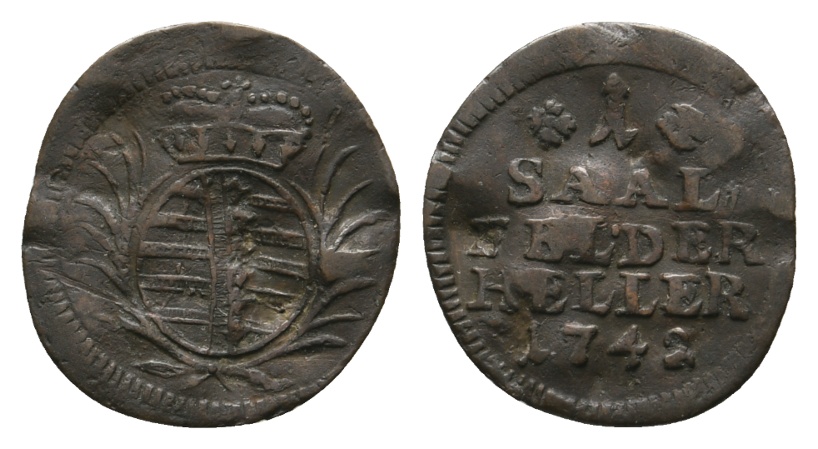  Altdeutschland; Sachsen- Coburg- Saalfeld; Kleinmünze 1742   
