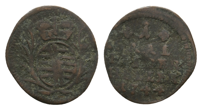  Altdeutschland; Sachsen- Coburg- Saalfeld; Kleinmünze 1744   