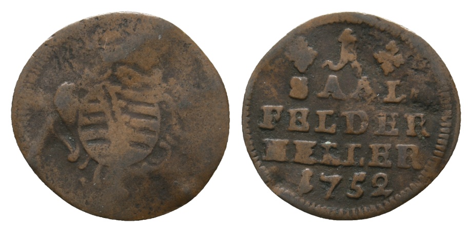  Altdeutschland; Sachsen- Coburg- Saalfeld; Kleinmünze 1752   