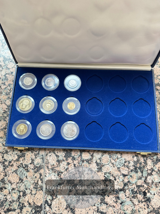  Spanien WM 1982 Set mit 9 div. Münzen + Schachtel FM-Frankfurt CuNi   