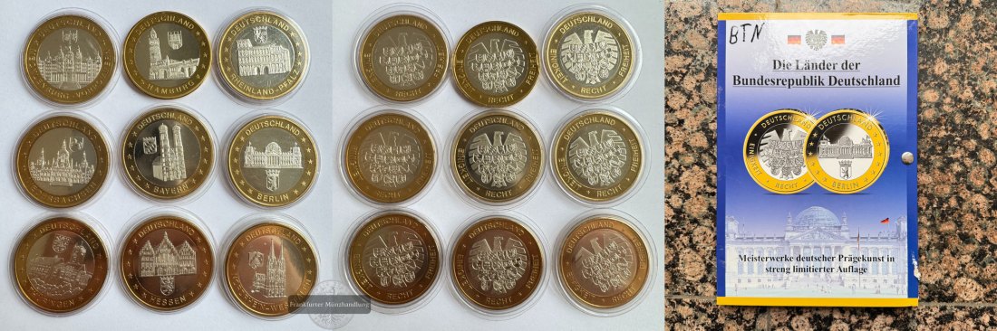  Deutschland Die Länder der BRD Set mit 9 Medaillen FM-Frankfurt Messing/Neusilber   