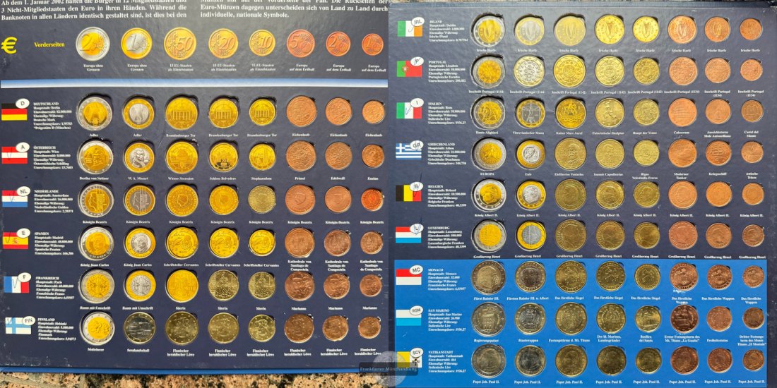  Euro KMS Münzen verschiedener Länder FM-Frankfurt Nominal ges.: 19,59 Euro   