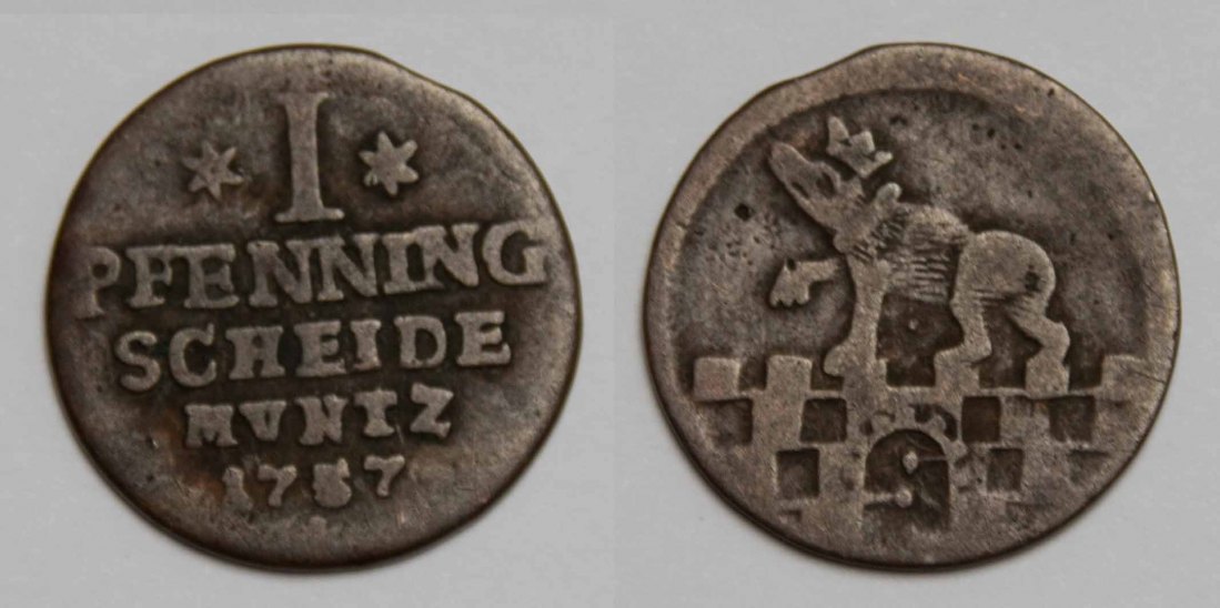  Anhalt-Bernburg Cu Pfennig 1757 Victor Friedrich 1721-1765 ss   