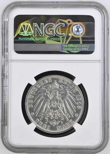  1913E 3 Mark – Sachsen / Völkerschlacht bei Leipzig -NGC UNC Details   