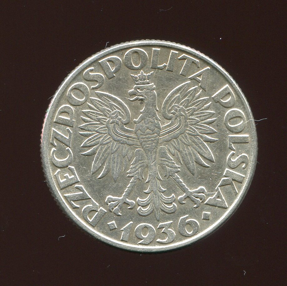  Polen 2 Zlt. 15 Jahre Hafen v. Gdingen Silbermünze von 1936 in vz   