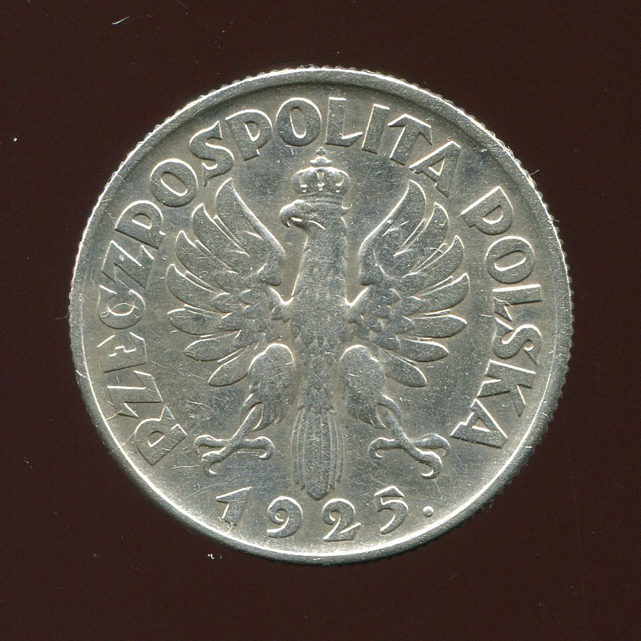  Polen 1 Zlt. Landarbeiterin mit  Ähren Silbermünze von 1925 in vz   
