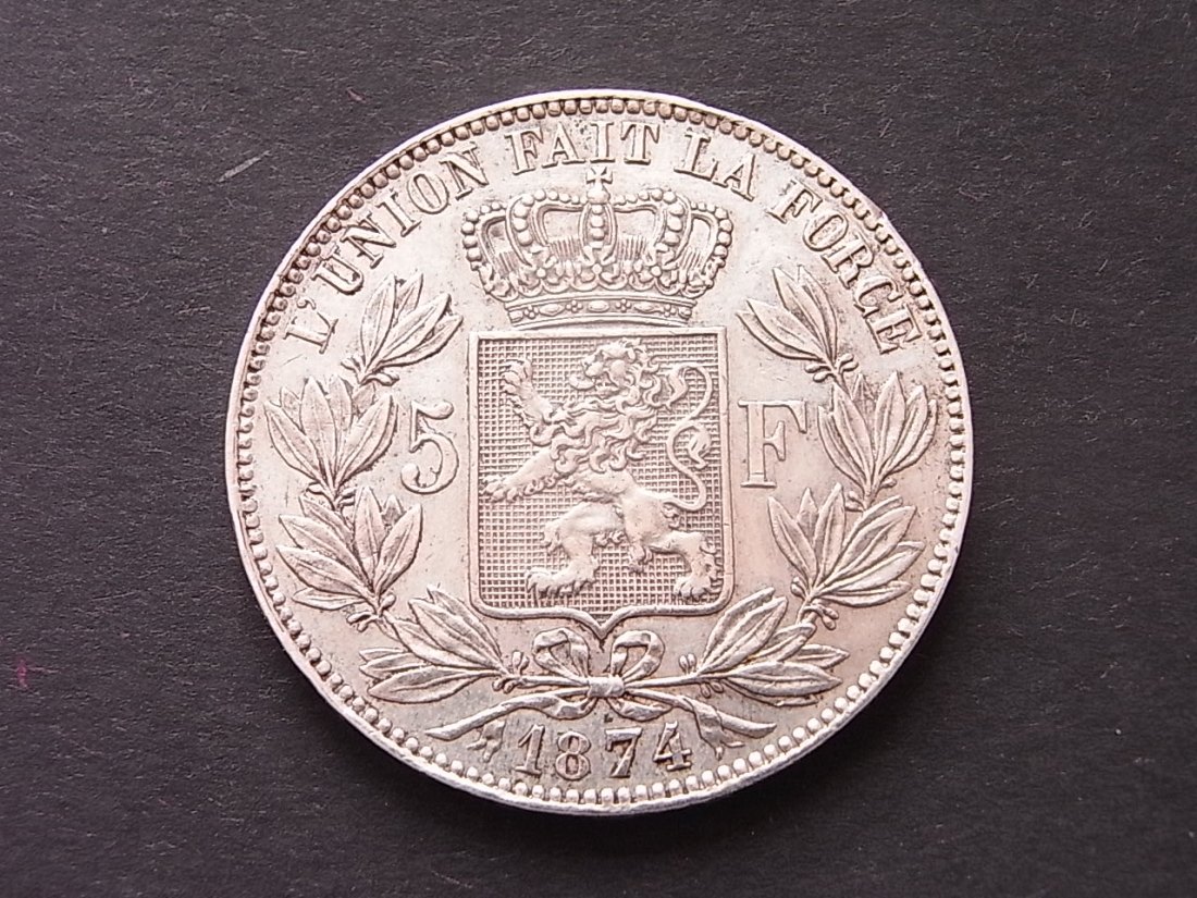  Belgien 5 Francs 1874 ss   