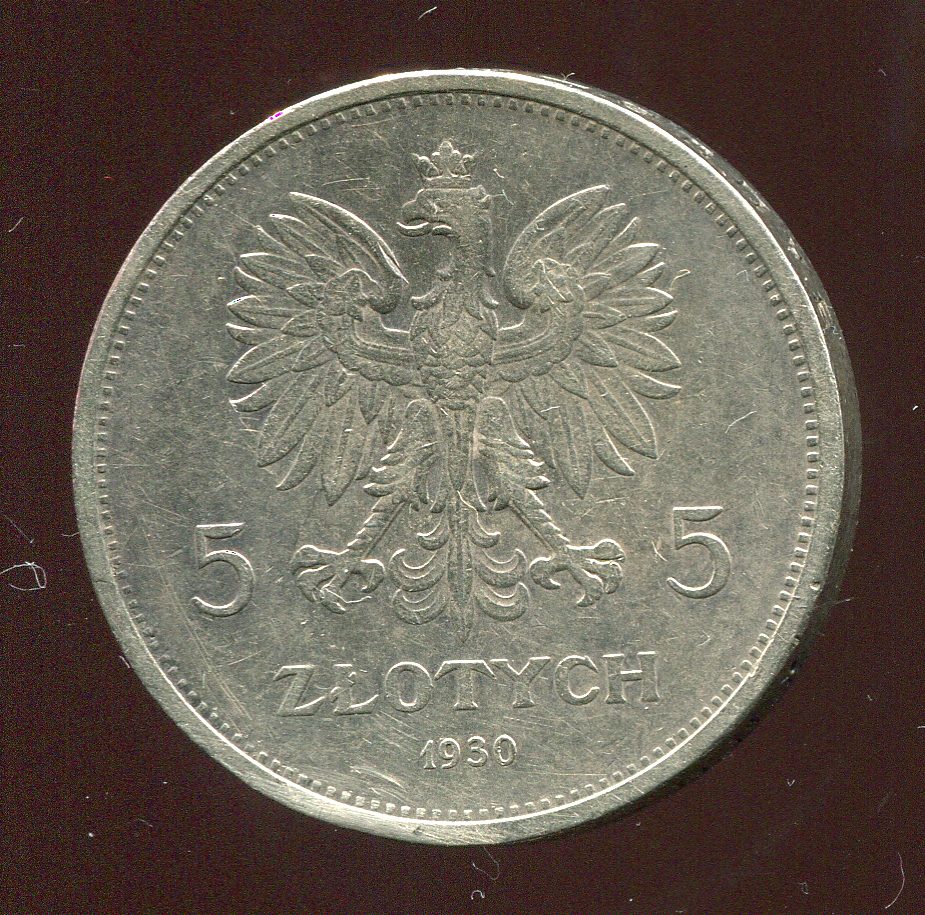  Polen 5 Zlt. Standarte Silbermünze von 1930   