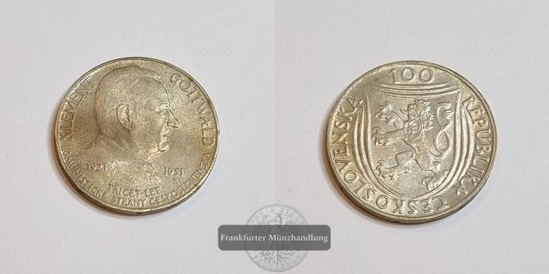  Tschechoslowakei 100 Kronen 1951 Communist party  FM-Frankfurt Feingewicht:7g   