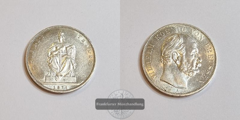  Preußen 1 Thaler 1871 Siegesthaler FM-Frankfurt Feinsilber: 16,66g   