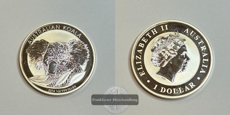  Australien 1 Dollar 2014 Koala FM-Frankfurt  KM# 2912 Feinsilber: 31,1g   