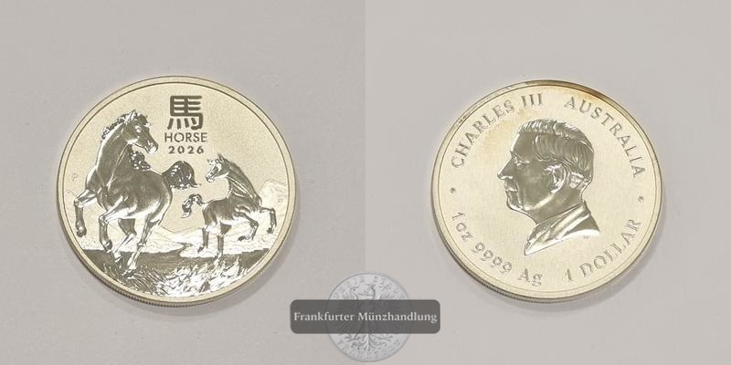  Australien 1 Dollar Charles III Year of the Horse 2026 FM-Frankfurt N#483798 Feinsilber: 31,1g   