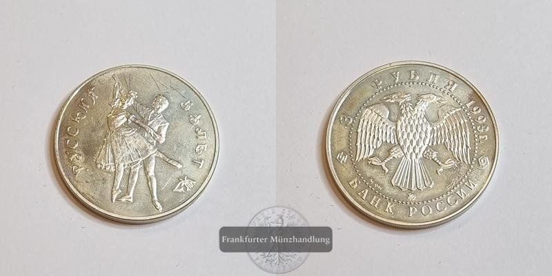  Russland 3 Rubel 1993  Bolshoi Ballet FM-Frankfurt Feinsilber: 31,1g   