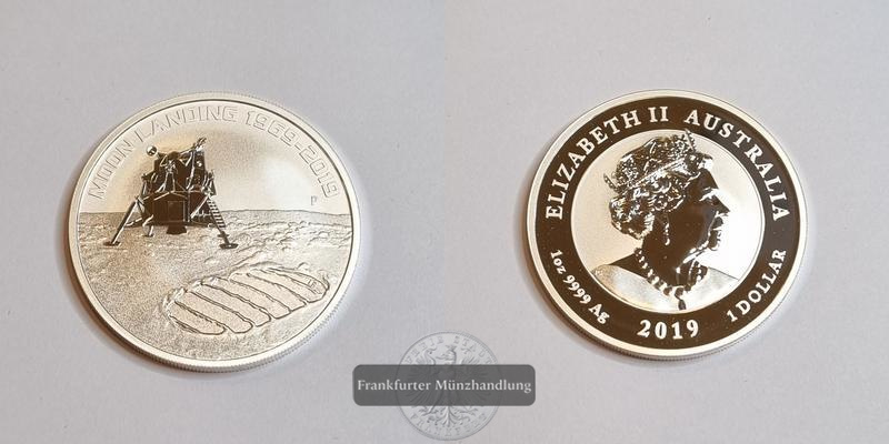  Australien,  1 Dollar 2019 Mondlandung   FM-Frankfurt  Feingewicht: 31,1g   