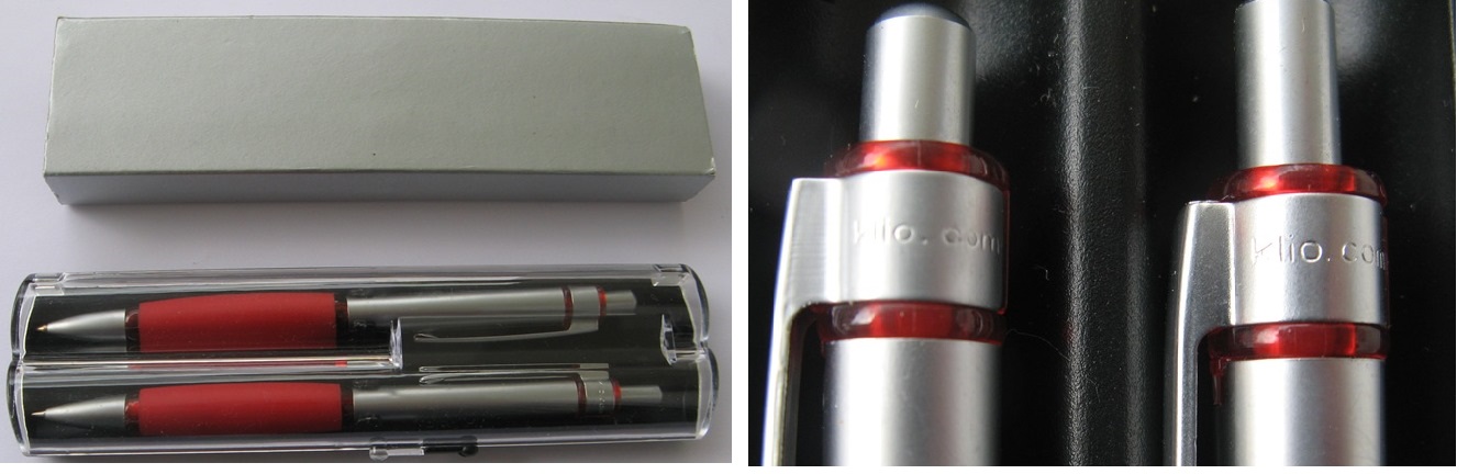  UMA - Schreib Set in OVP Box: Kugelschreiber+Bleistift LUCKY, silber-rot,  Gedenk-Klappetui   