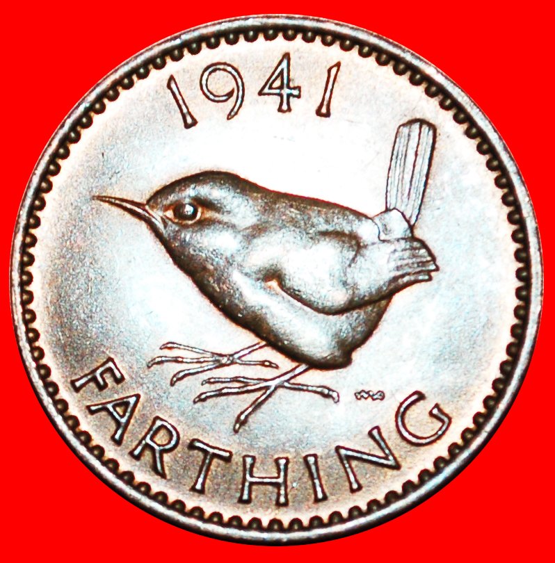  Ⰿ WREN: GREAT BRITAIN★FARTHING 1941! GEORGE VI (1937-1952) WARTIME 1939-1945★LOW START ★ NO RESERVE!   
