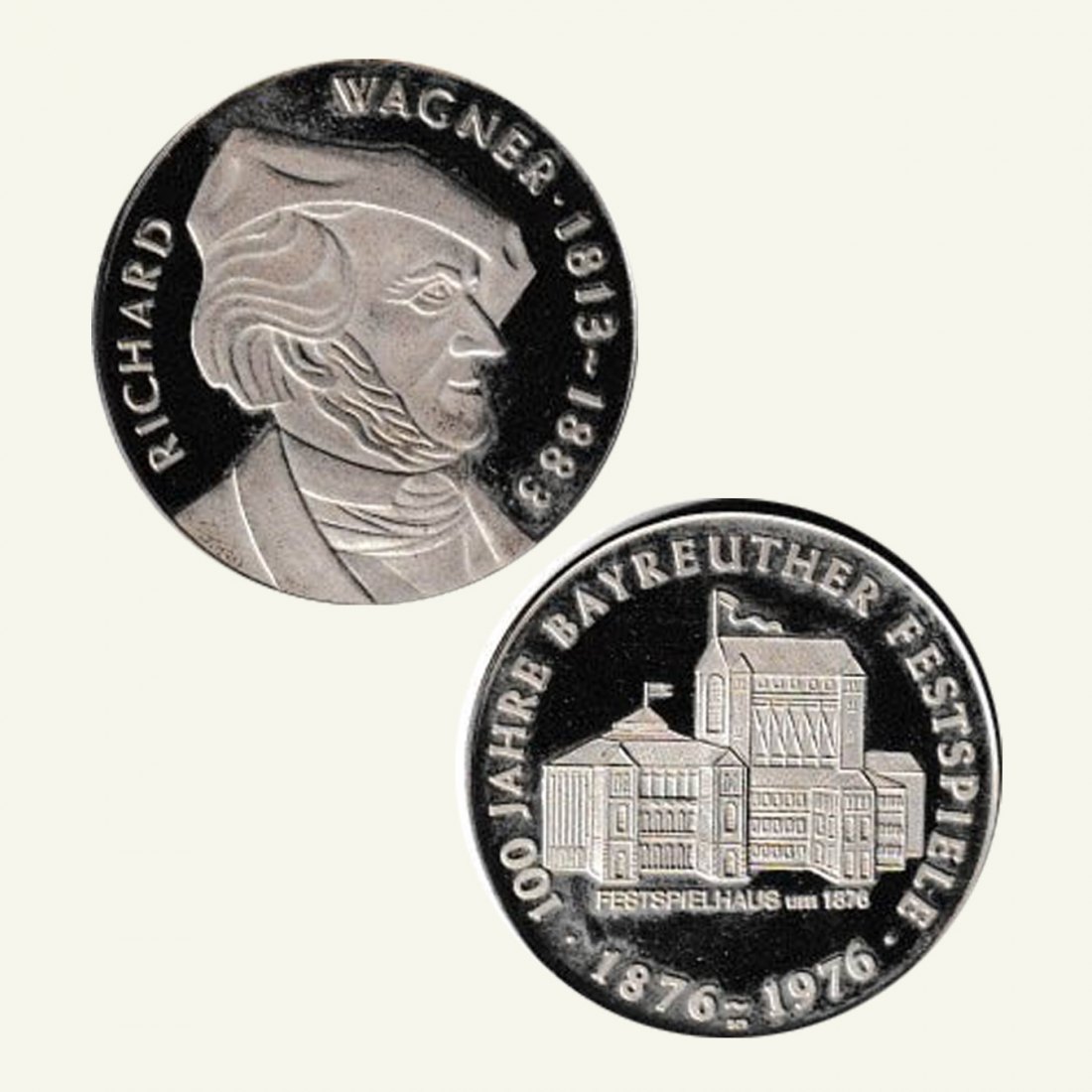  Silbermedaille BRD *Richard Wagner - 100 Jahre Beyreuther Festspiele* 1976 *PP*   